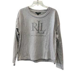 Lauren Ralph Lauren Initial Insignia Gray Sweatshirt Size L Large Women's